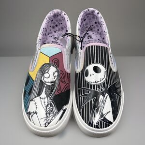 New Disney Nightmare Before Christmas Jack Sally Sneaker Shoe Slip On Womens 7.5